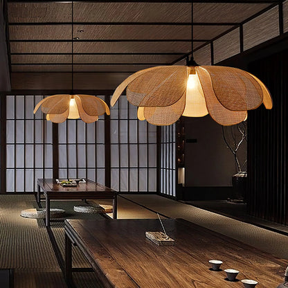 Rattan Petal Pendant Light