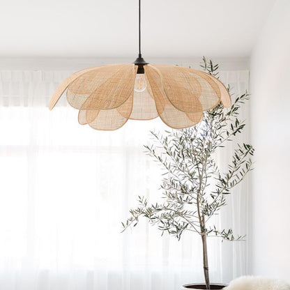 Rattan Petals Pendant Light at home