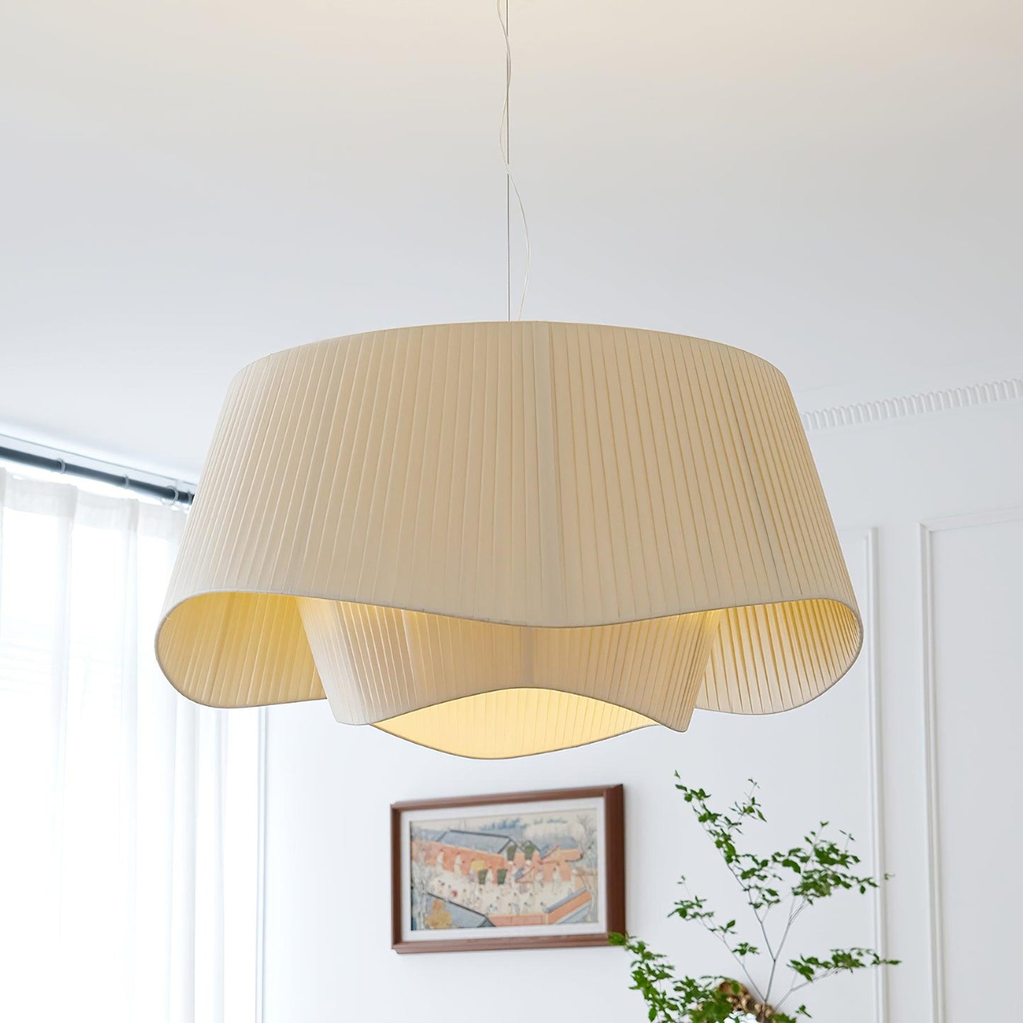 Retro Pleated Fabric Pendant Lamp