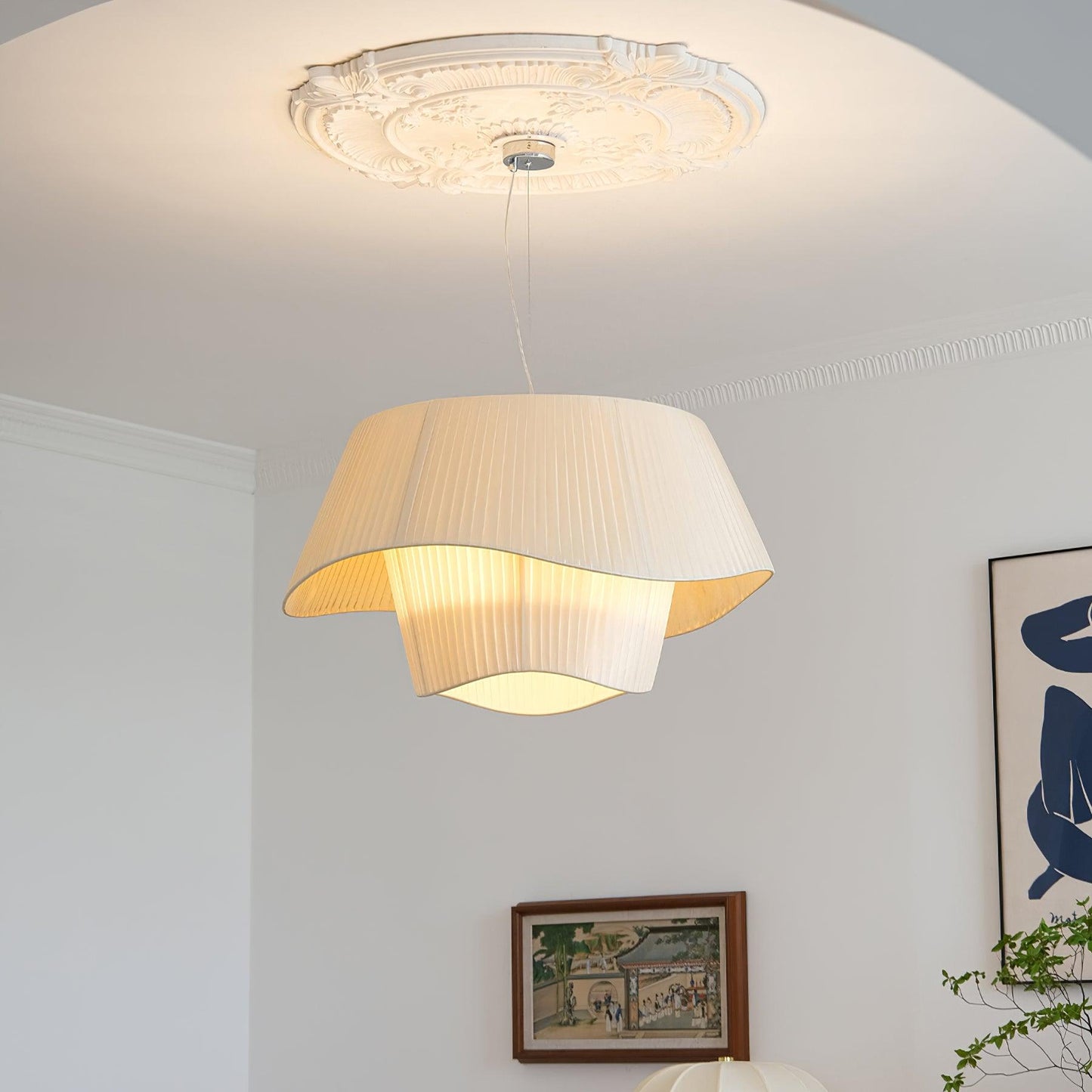 Retro Pleated Fabric Pendant Lamp
