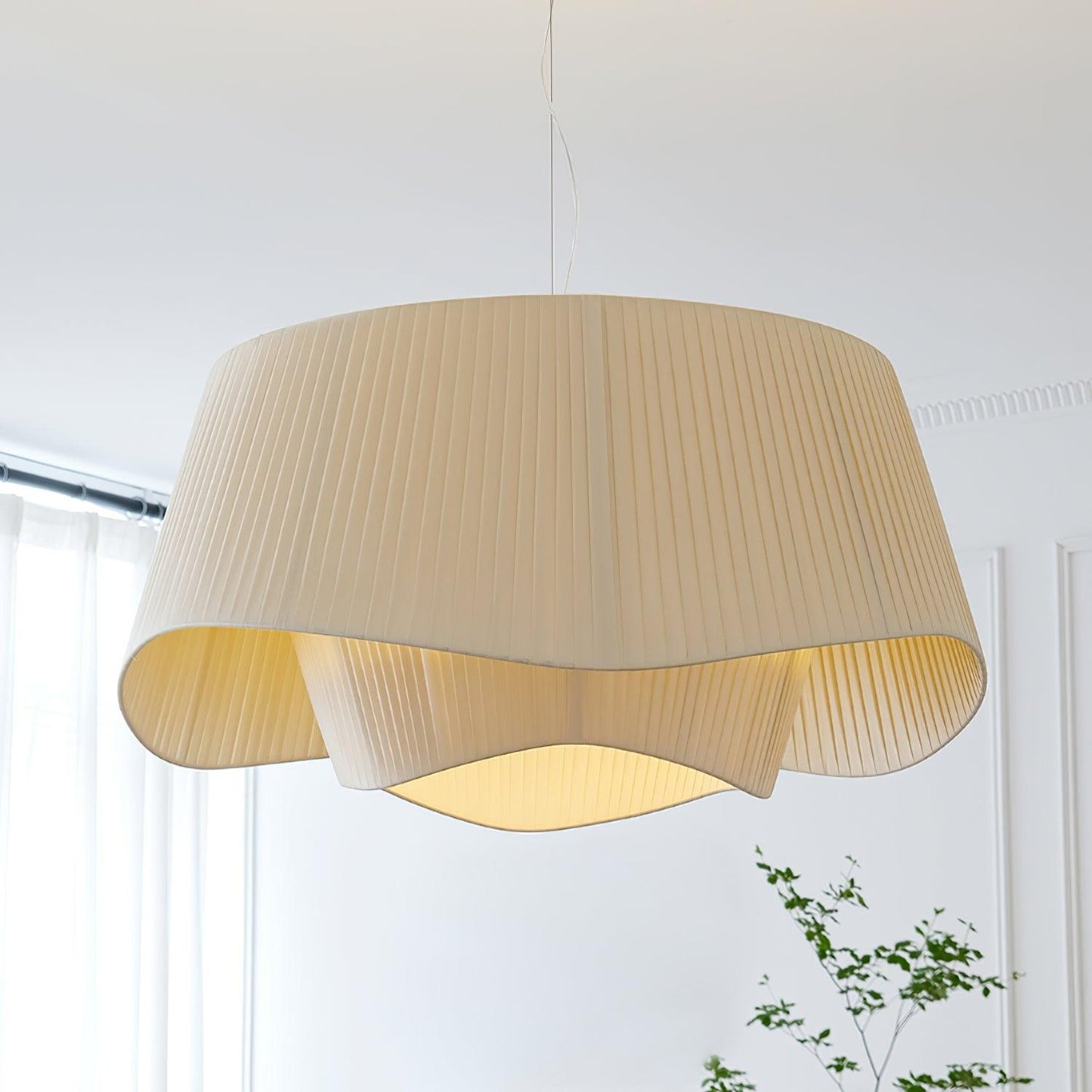 Retro Pleated Fabric Pendant Lamp