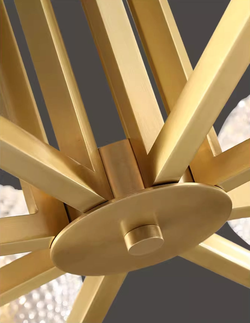 Ribbed Glass Brass Chandelier - Loonglight