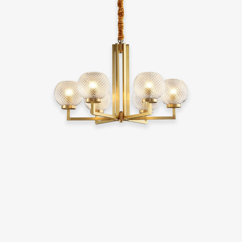 Ribbed Glass Brass Chandelier - Loonglight