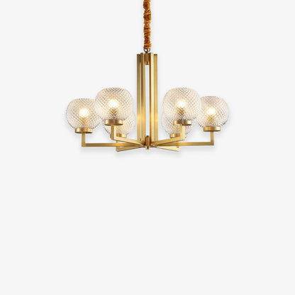 Ribbed Glass Brass Chandelier - Loonglight
