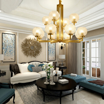 Ribbed Glass Brass Chandelier - Loonglight