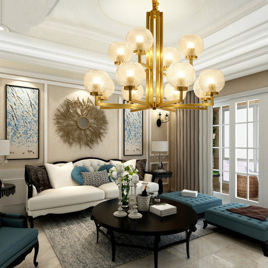 Ribbed Glass Brass Chandelier - Loonglight