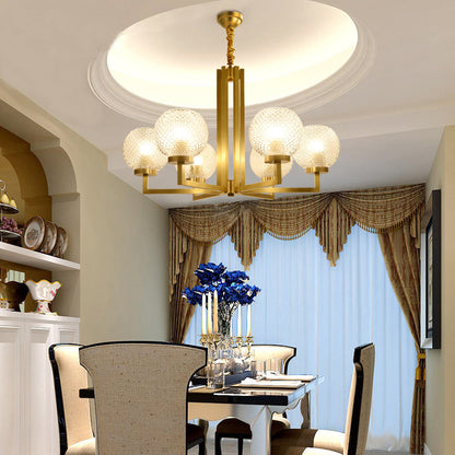 Ribbed Glass Brass Chandelier - Loonglight