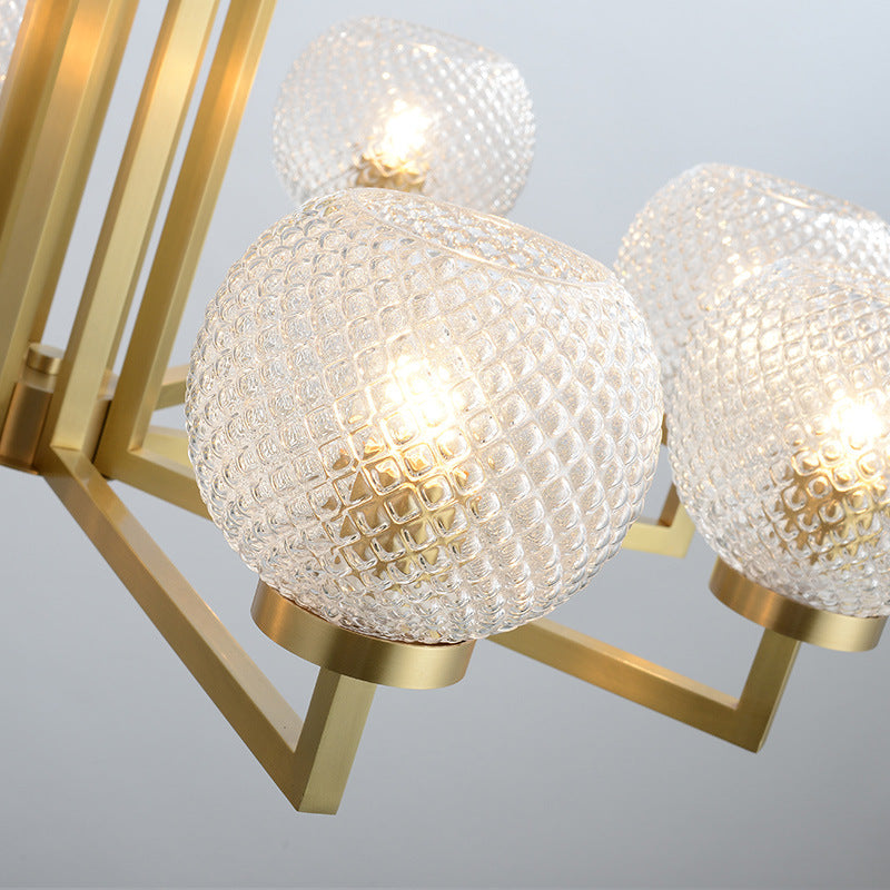 Ribbed Glass Brass Chandelier - Loonglight