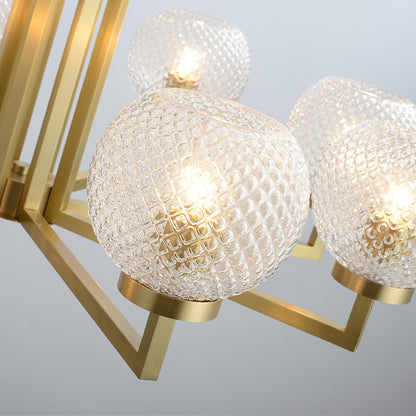 Ribbed Glass Brass Chandelier - Loonglight