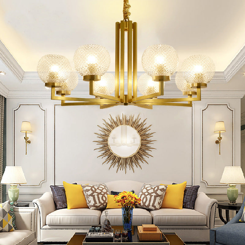 Ribbed Glass Brass Chandelier - Loonglight