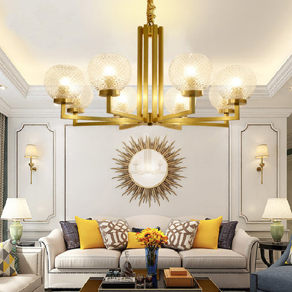 Ribbed Glass Brass Chandelier - Loonglight
