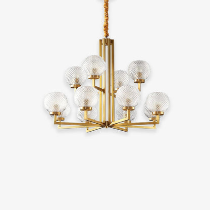 Ribbed Glass Brass Chandelier - Loonglight