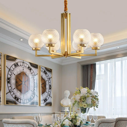 Ribbed Glass Brass Chandelier - Loonglight