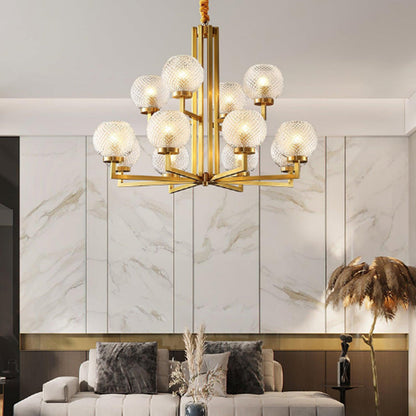 Ribbed Glass Brass Chandelier - Loonglight