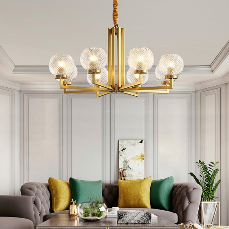Ribbed Glass Brass Chandelier - Loonglight