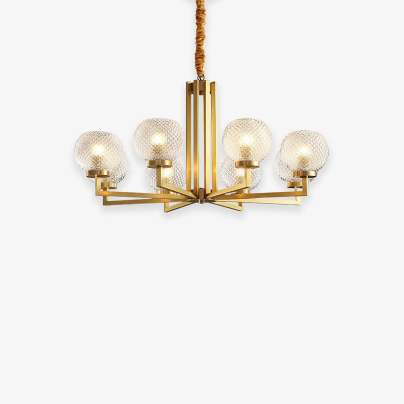 Ribbed Glass Brass Chandelier - Loonglight