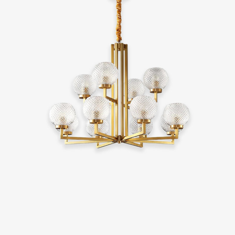 Ribbed Glass Brass Chandelier - Loonglight