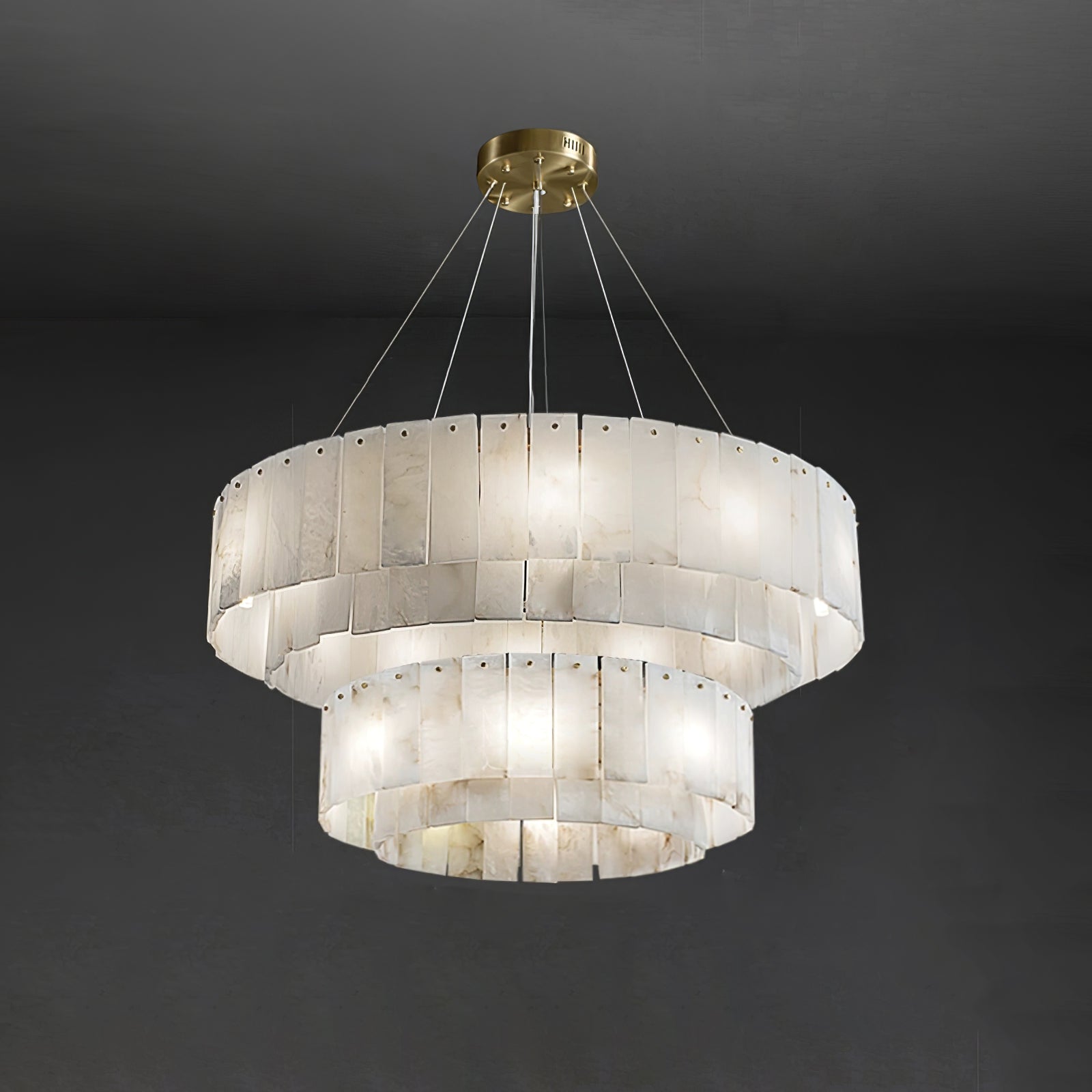 Nordic Double Layer Alabaster Chandelier - Loonglight