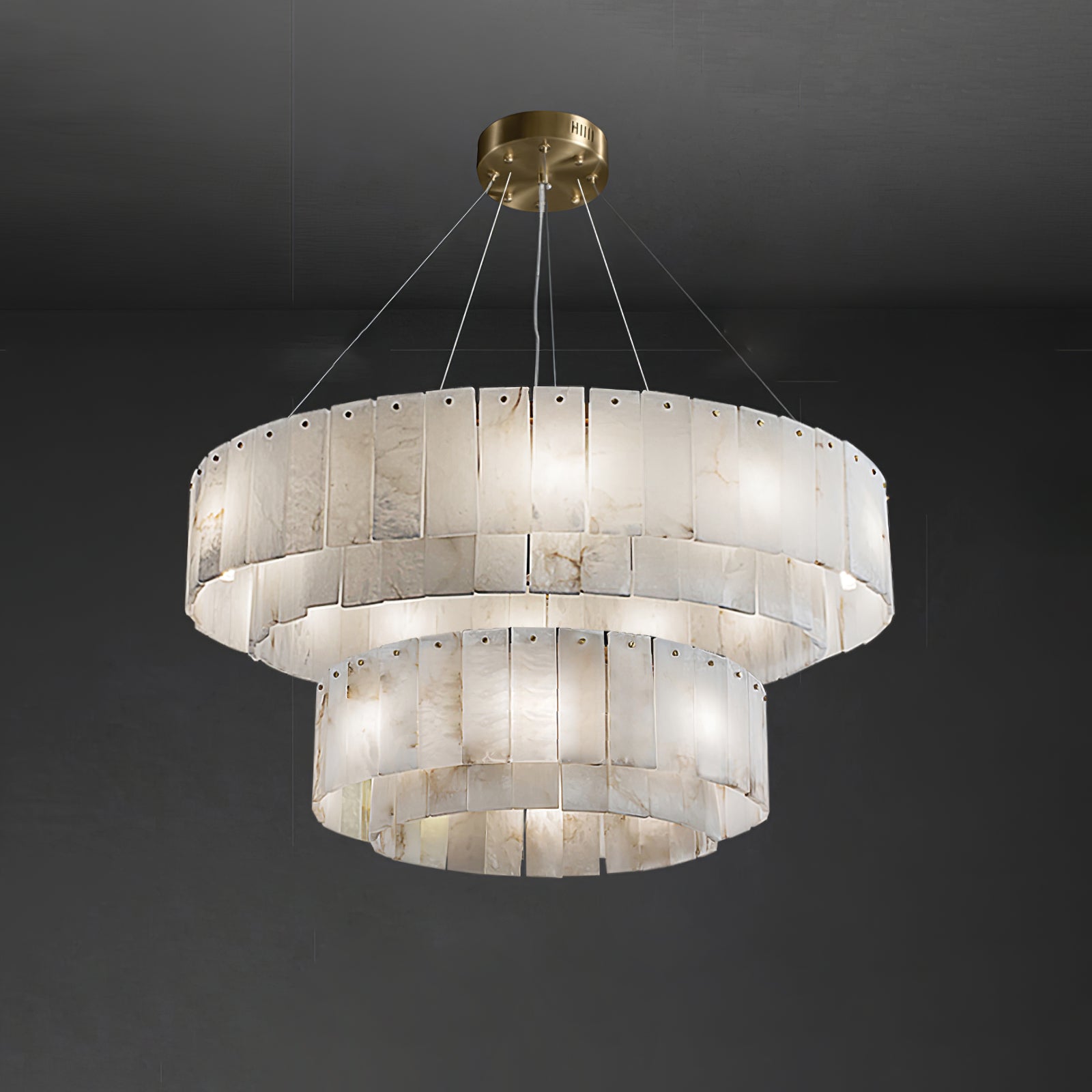 Nordic Double Layer Alabaster Chandelier - Loonglight