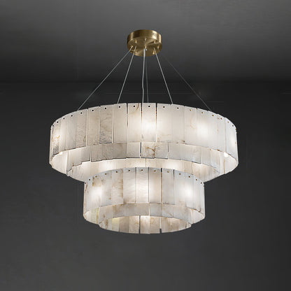 Nordic Double Layer Alabaster Chandelier - Loonglight