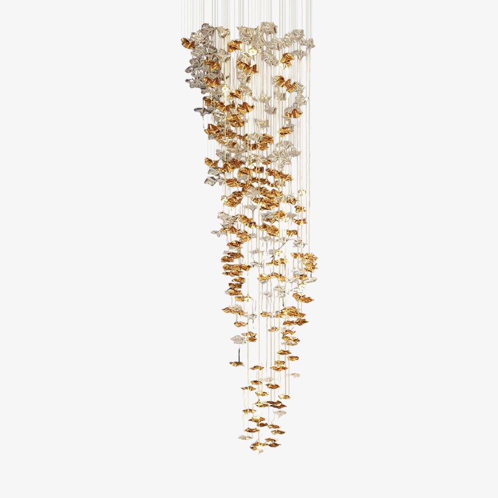 Starry Glass Leaf Chandelier - Loonglight