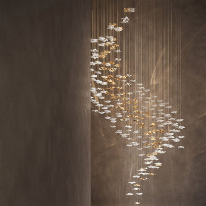 Starry Glass Leaf Chandelier - Loonglight
