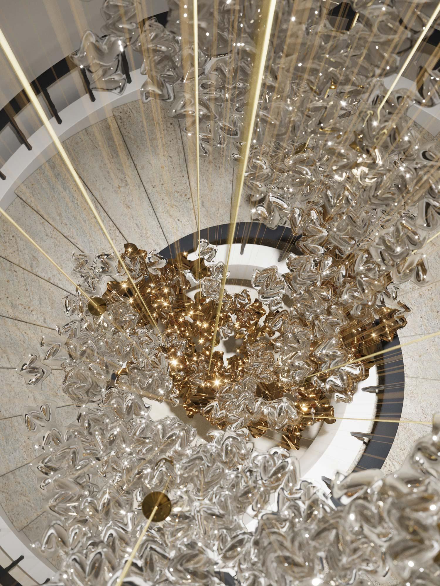 Starry Glass Leaf Chandelier - Loonglight