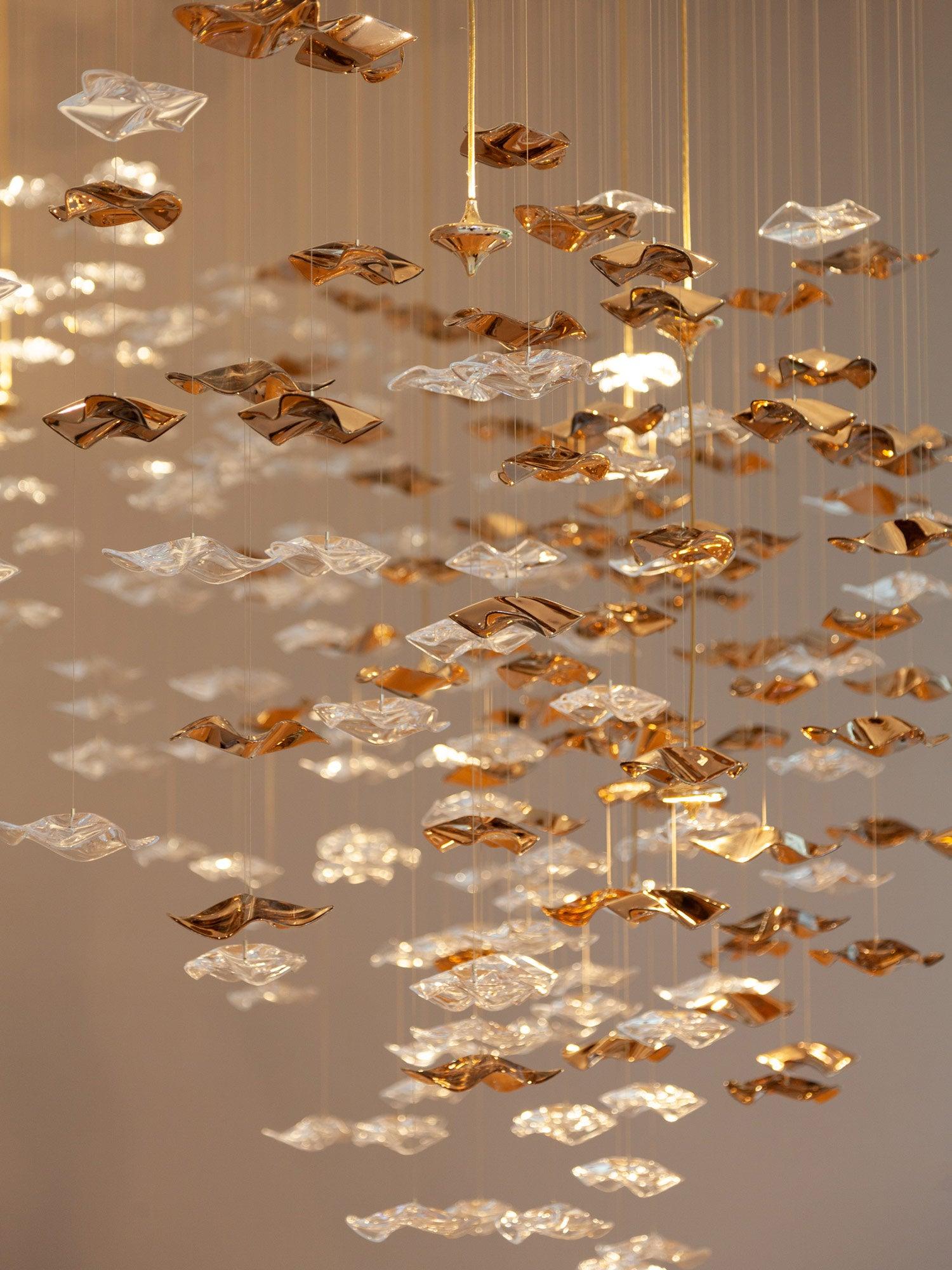 Starry Glass Leaf Chandelier - Loonglight