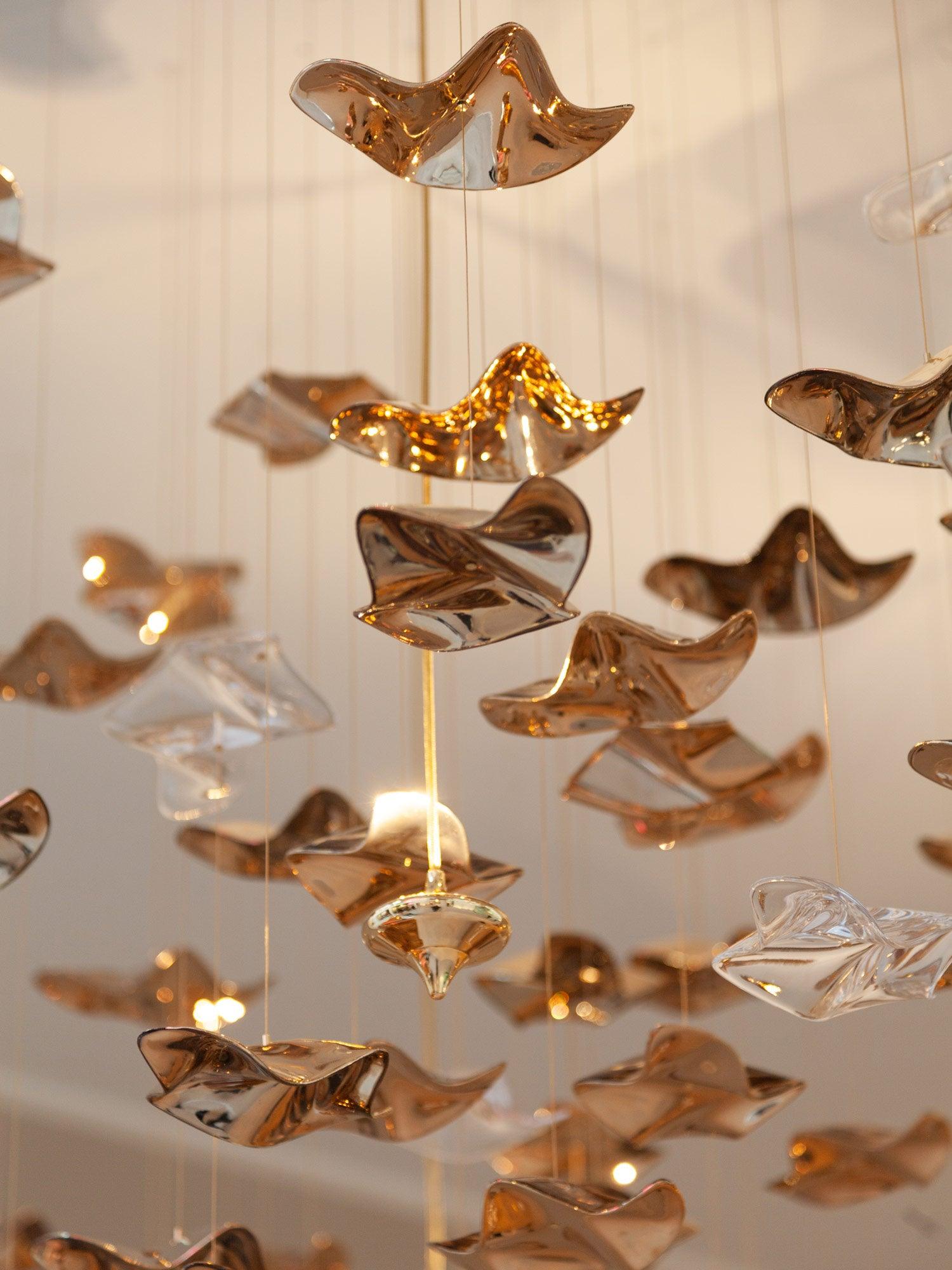 Starry Glass Leaf Chandelier - Loonglight