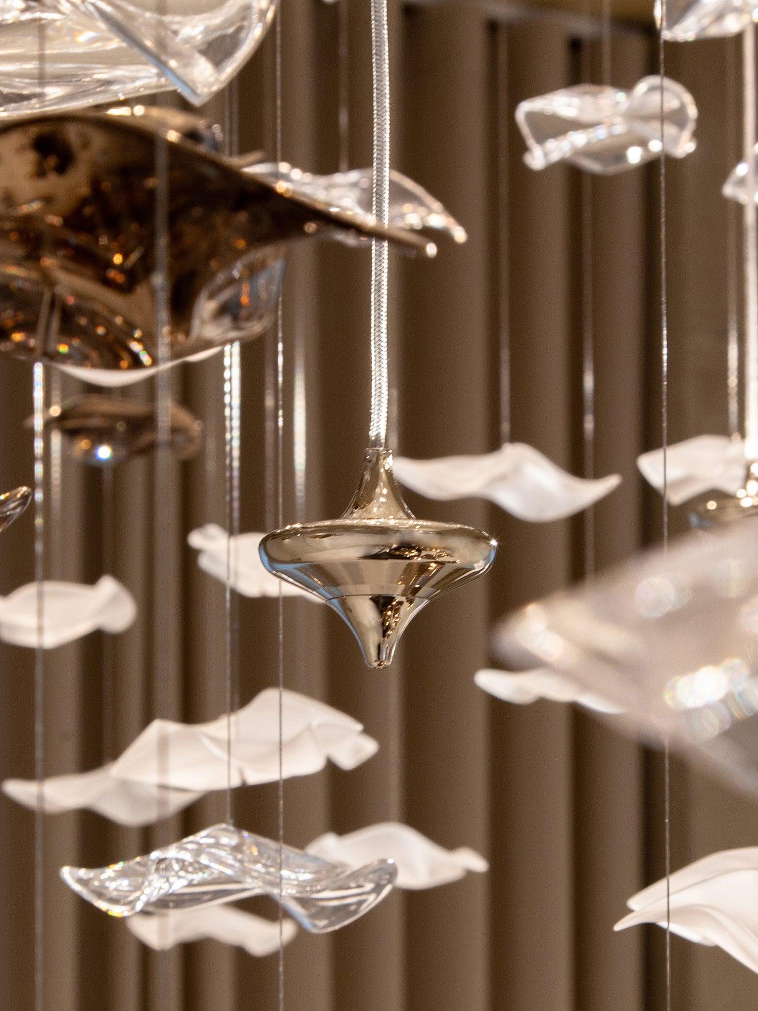 Starry Glass Leaf Chandelier - Loonglight