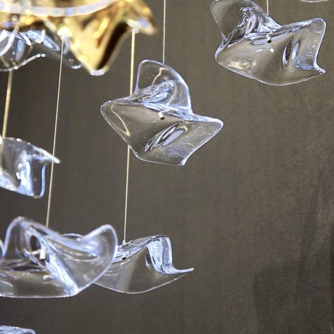 Starry Glass Leaf Chandelier - Loonglight