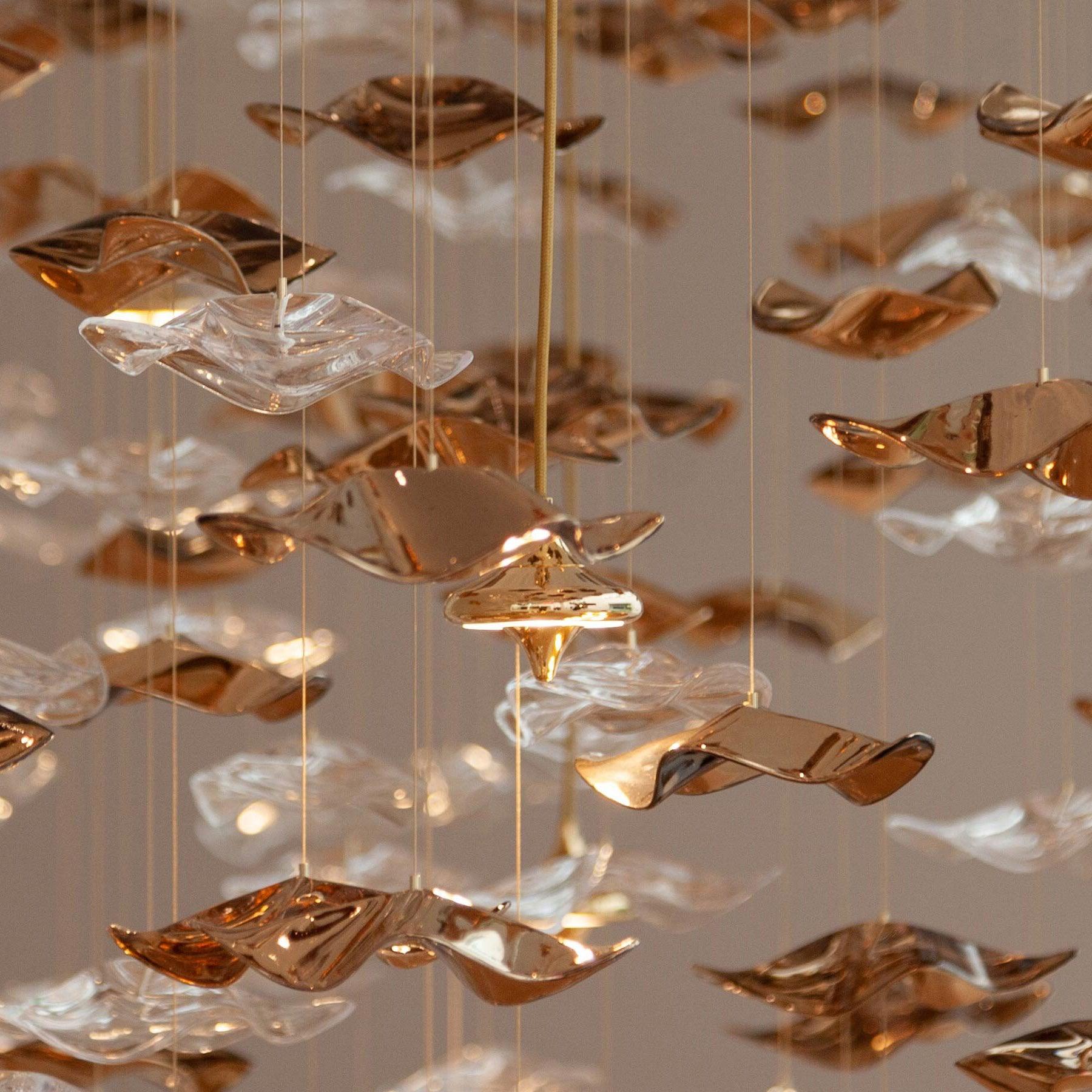 Starry Glass Leaf Chandelier - Loonglight