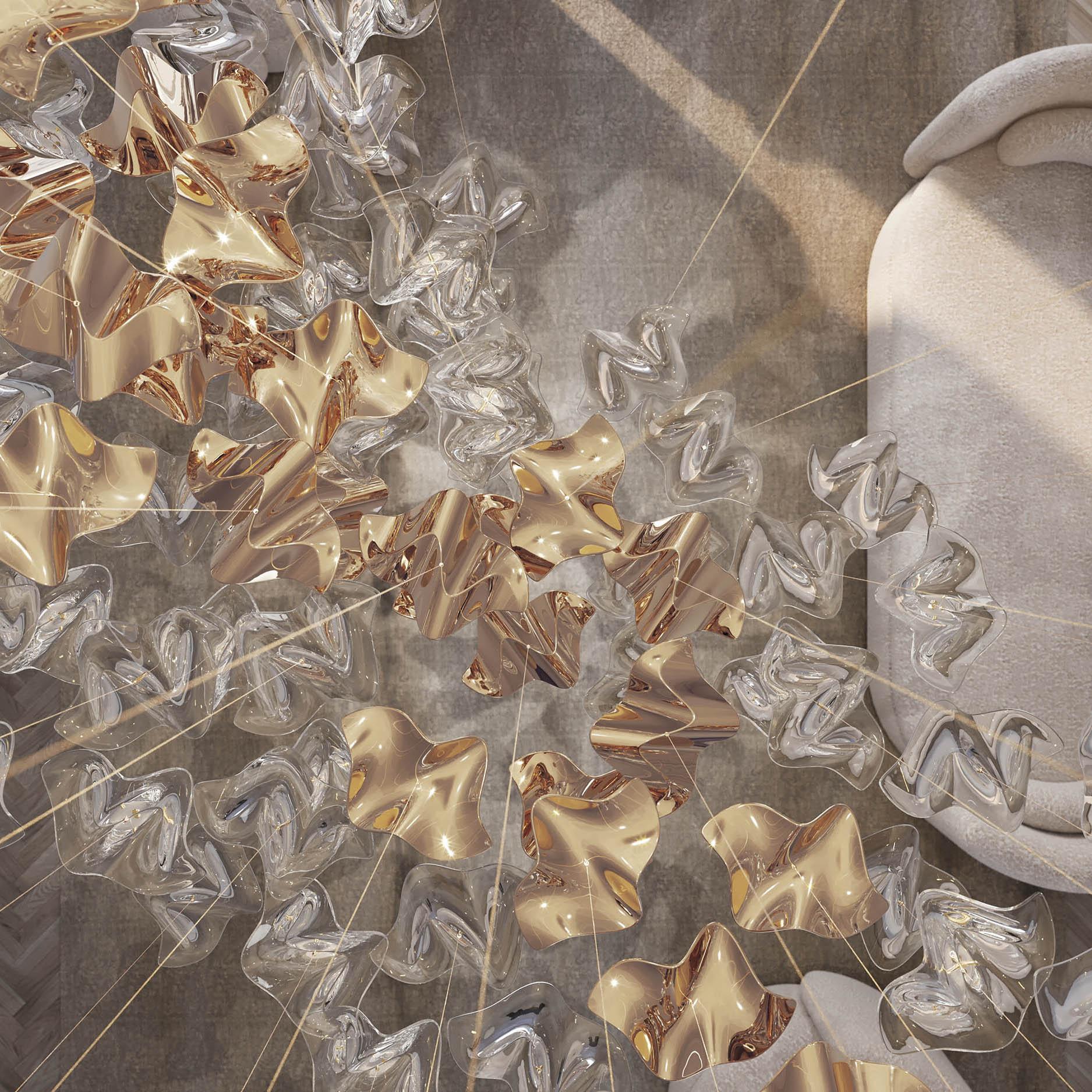 Starry Glass Leaf Chandelier - Loonglight