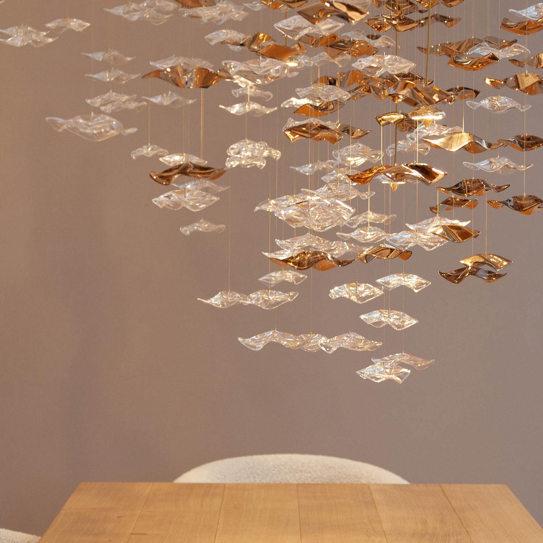Starry Glass Leaf Chandelier - Loonglight