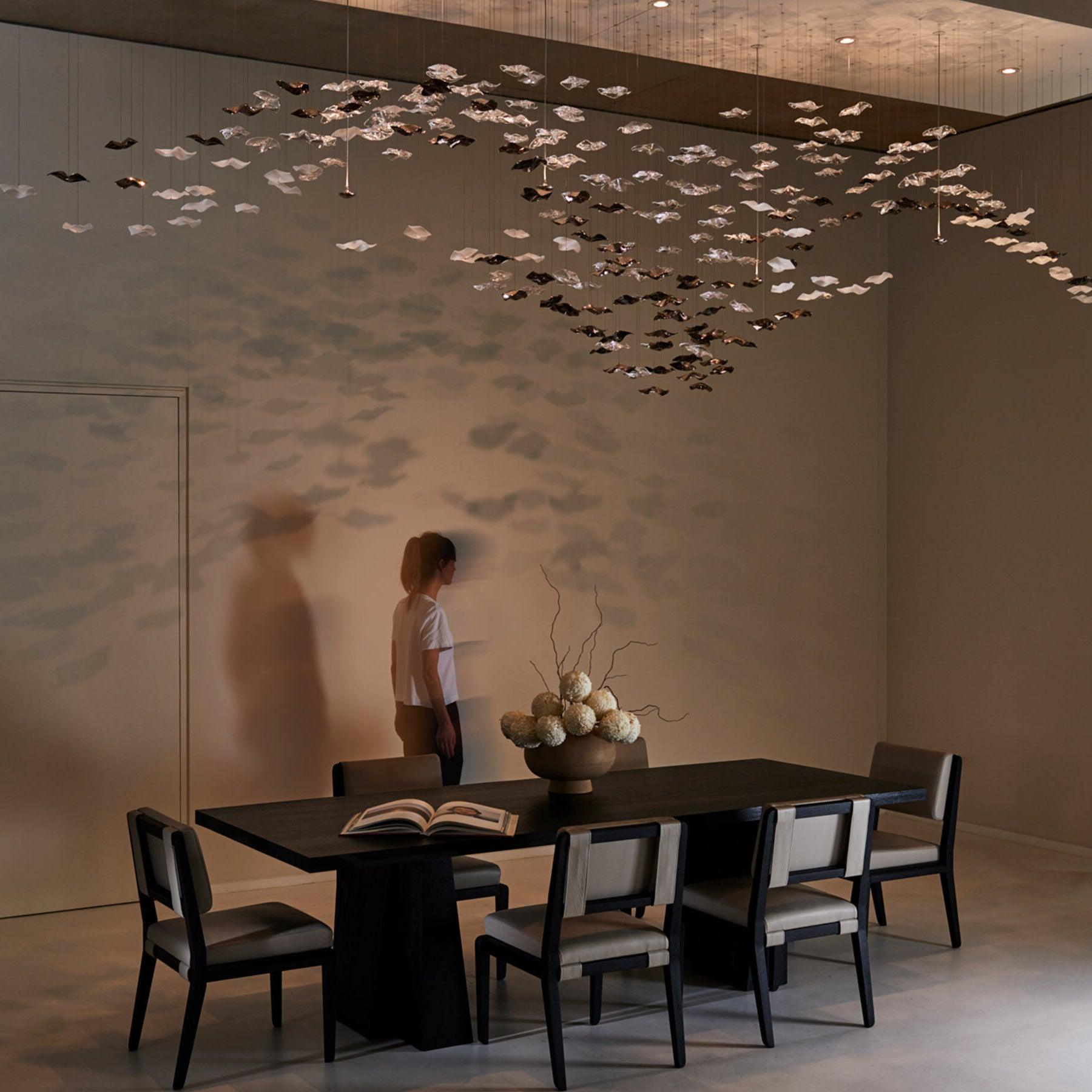 Starry Glass Leaf Chandelier - Loonglight