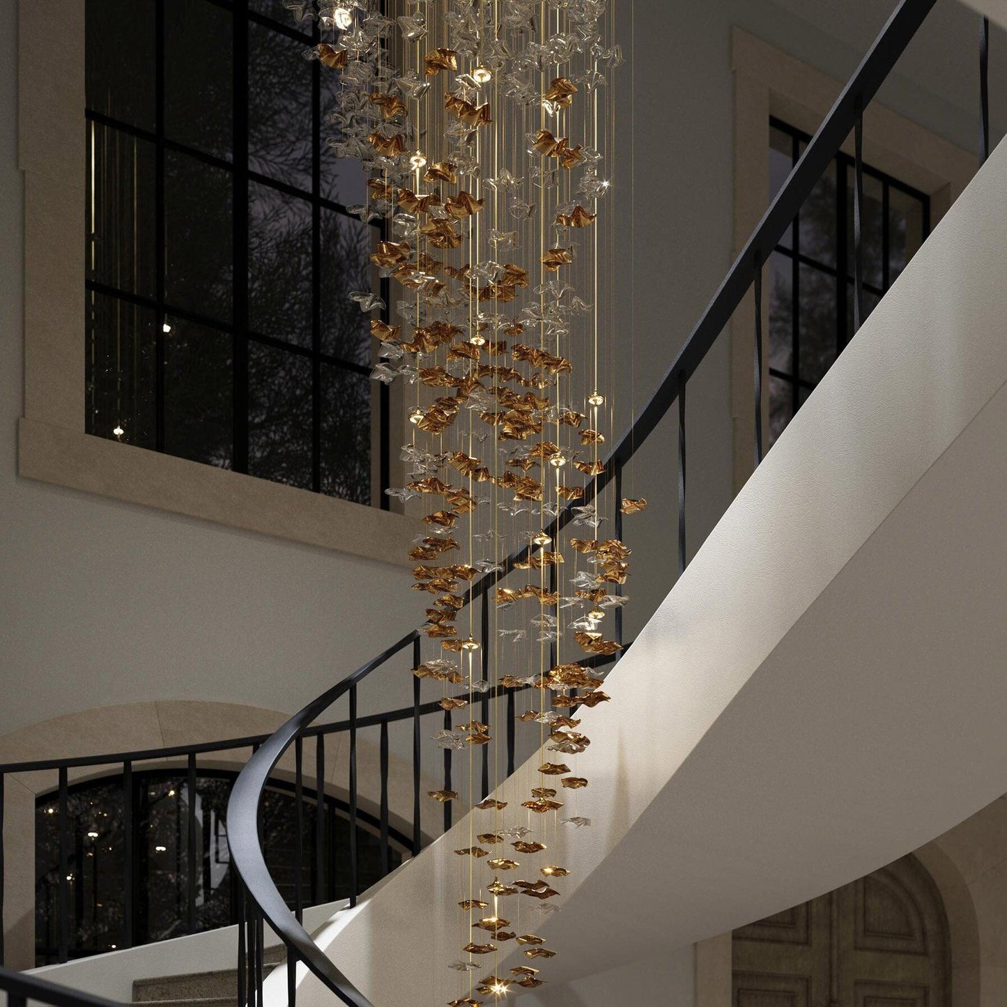 Wave Starry Glass Leaf Chandelier - Loonglight