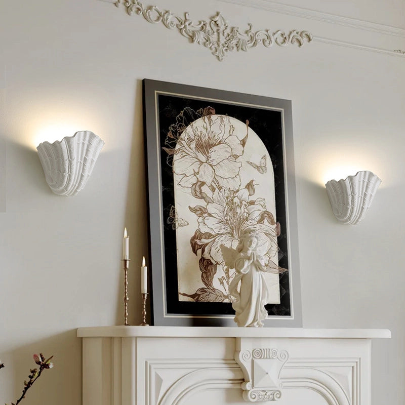 Schelp gips wandlamp