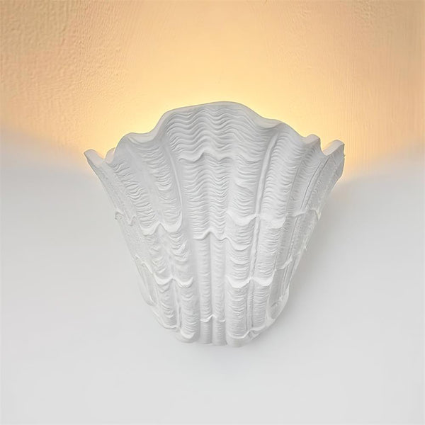 Sculptural Shell Plaster Wall Lamp