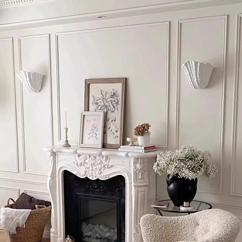 Schelp gips wandlamp