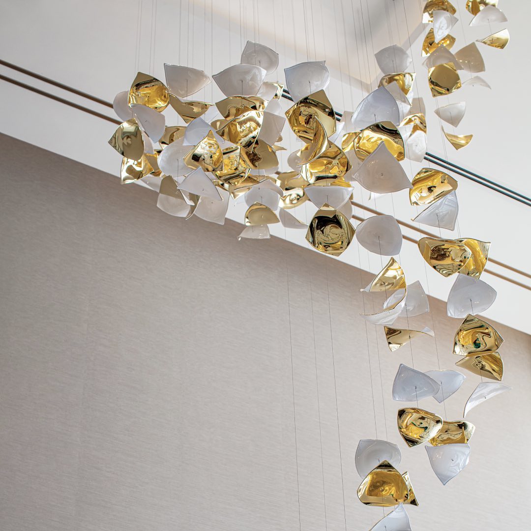Square Glass Leaf Chandelier - Loonglight