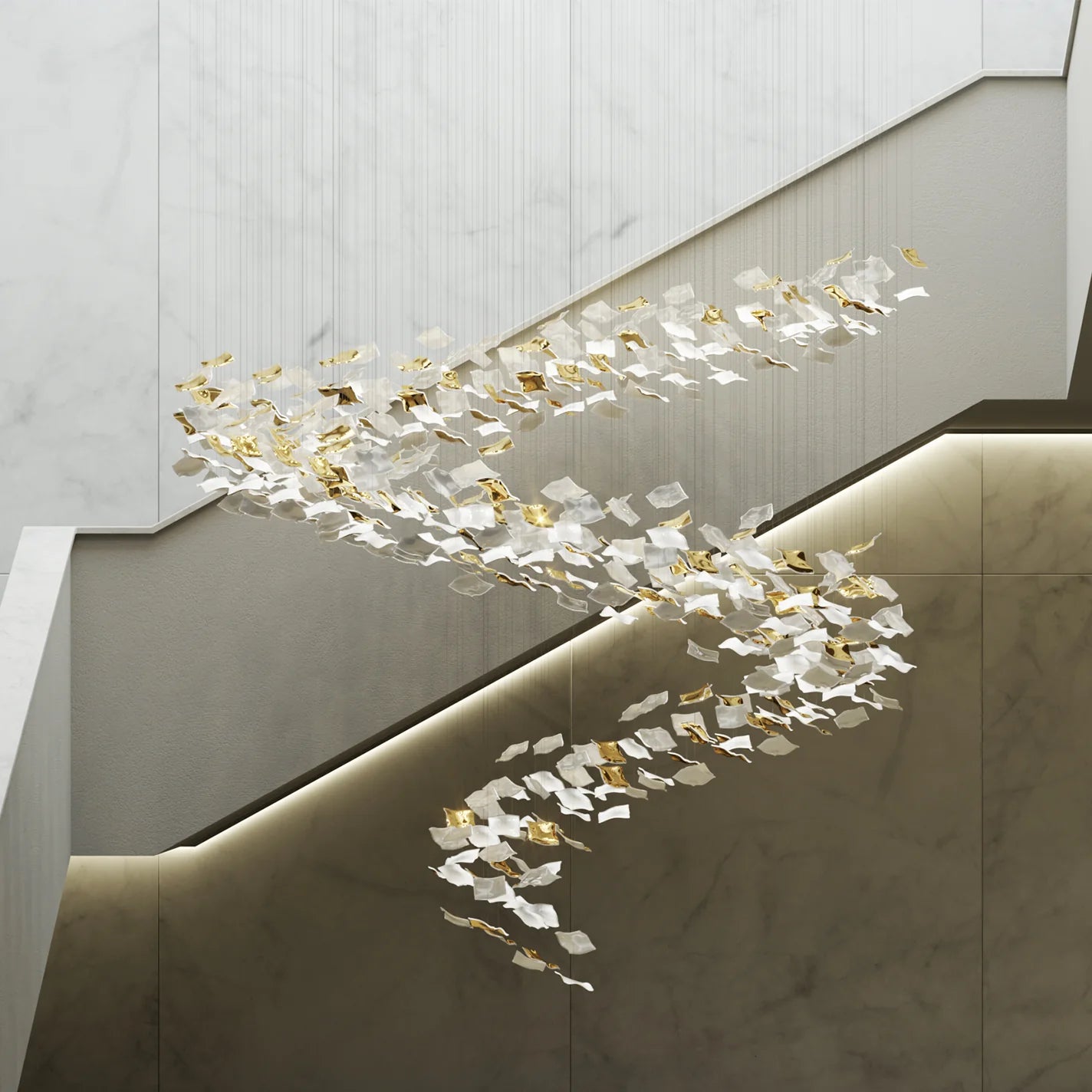 Square Glass Leaf Chandelier - Loonglight