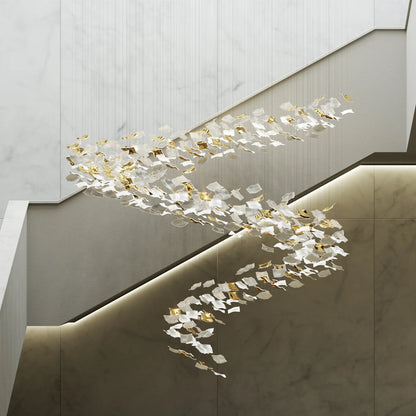 Square Glass Leaf Chandelier - Loonglight