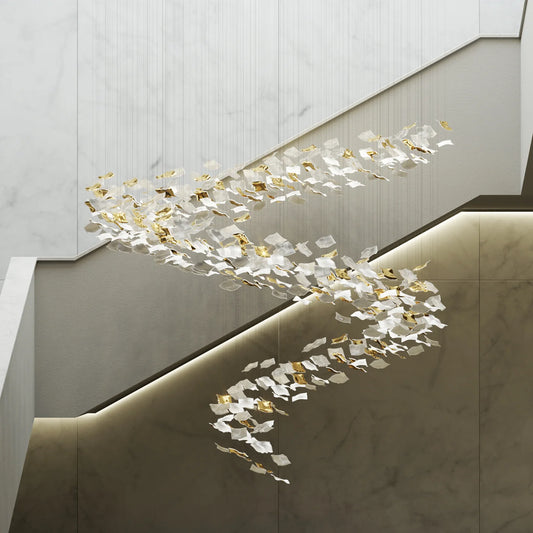 Square Glass Leaf Chandelier - Loonglight