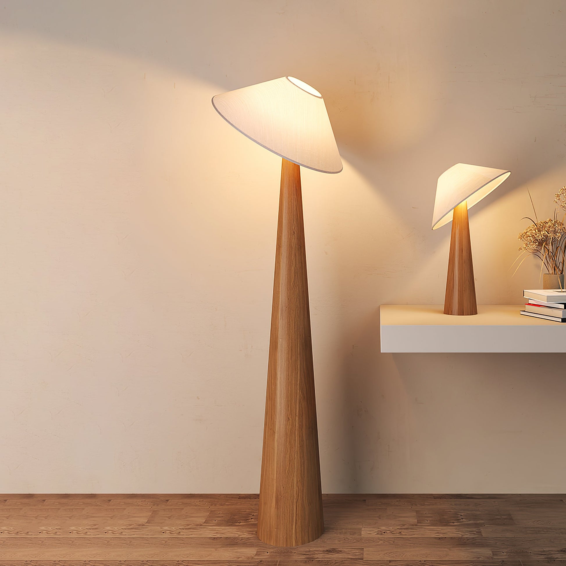 Tilt Hat Wooden Floor Lamp - Loonglight