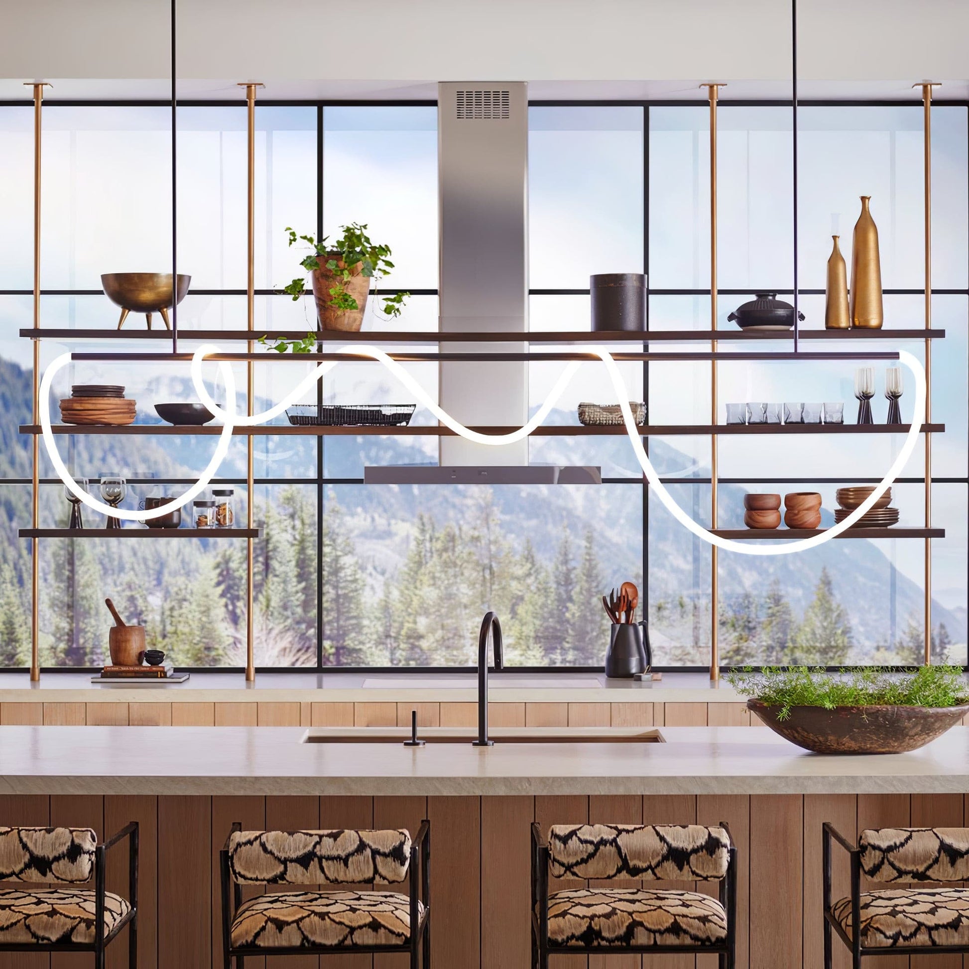 Line Art Loop Chandelier - Loonglight