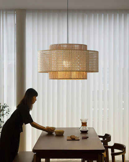 Triela Rattan Drum Pendant Light - Loonglight