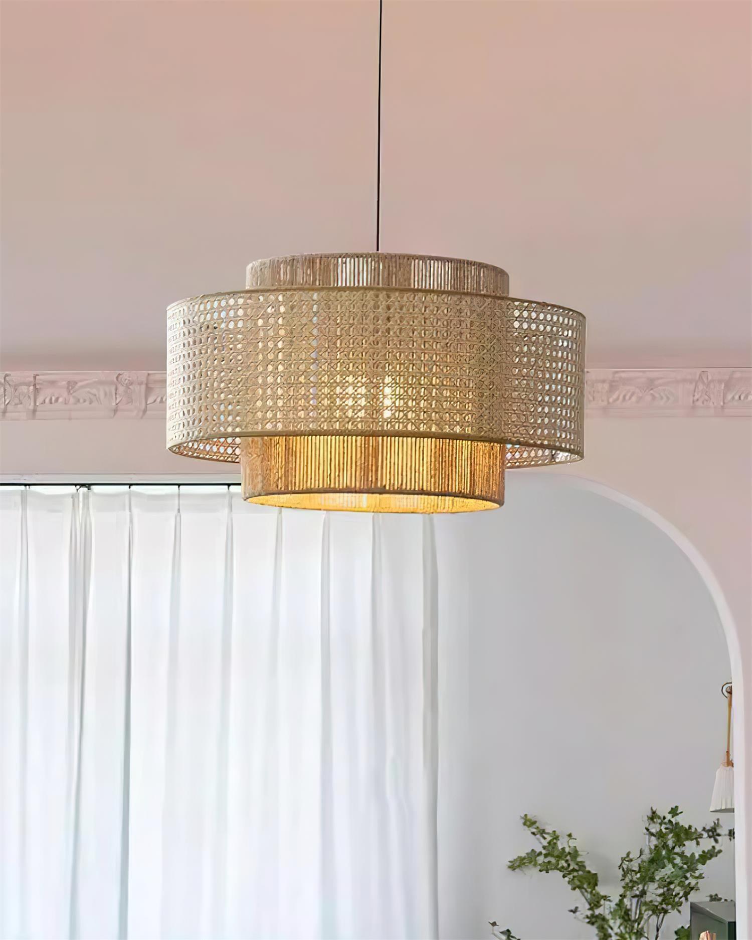 Triela Rattan Drum Pendant Light - Loonglight