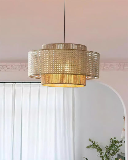 Triela Rattan Drum Pendant Light - Loonglight