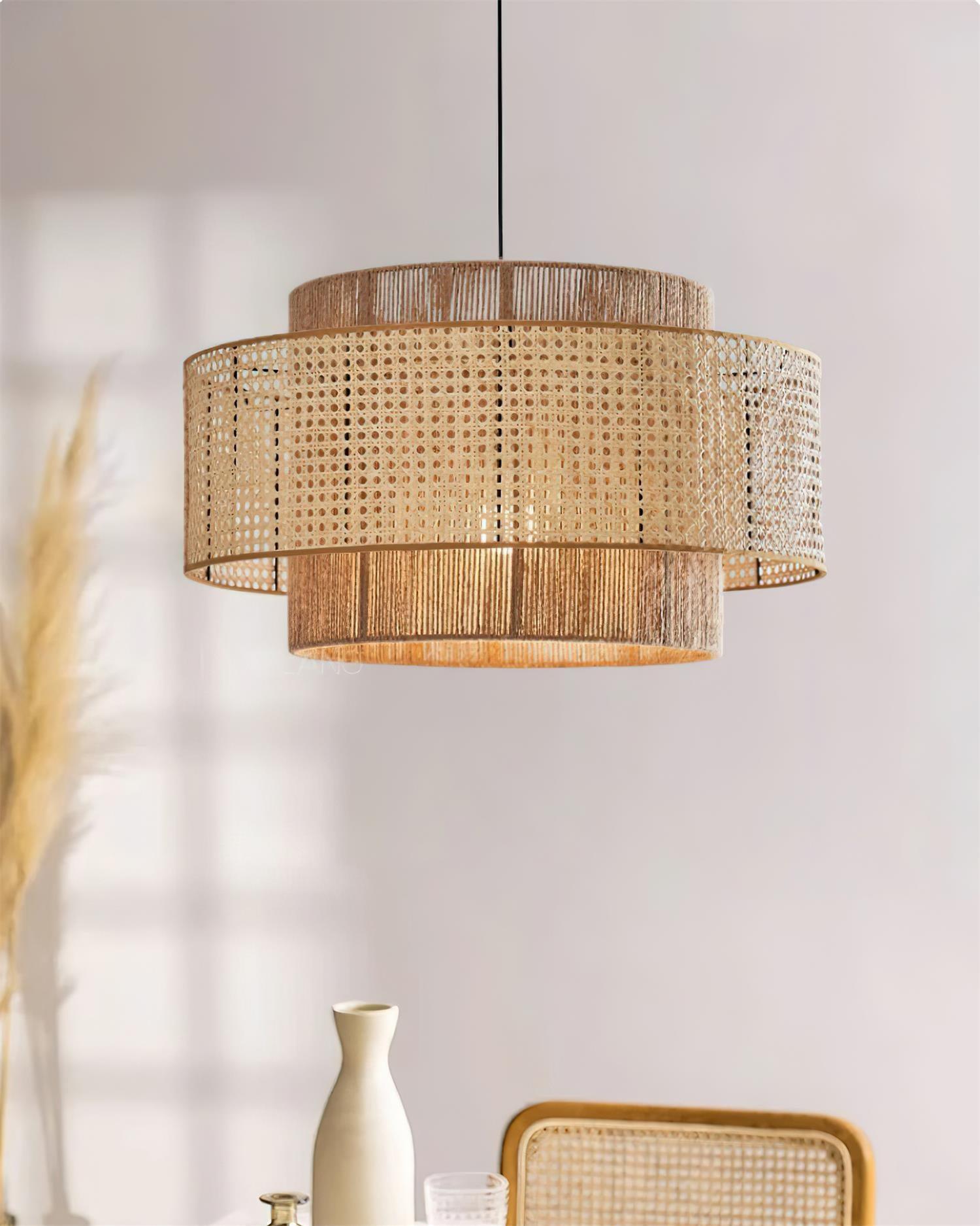 Triela Rattan Drum Pendant Light - Loonglight