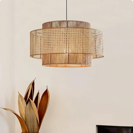 Triela Rattan Drum Pendant Light - Loonglight